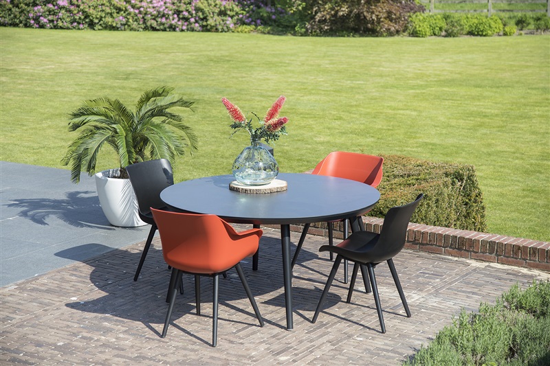 hybride Buskruit halsband Sophie Studio HPL tafel Ø 128 Carbon Black - Lukkes Outdoor