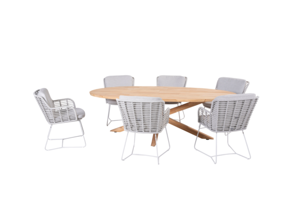 Fabrice stoel + Prado teak tafel ovaal